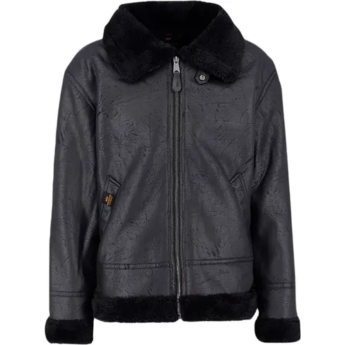 Schwarze B3 FL Jacke , Herren, Größe: L - alpha industries - Modalova