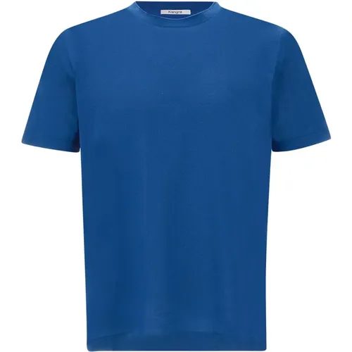 Baumwoll T-shirt, Kobaltblau, Rundhals , Herren, Größe: 4XL - Kangra - Modalova