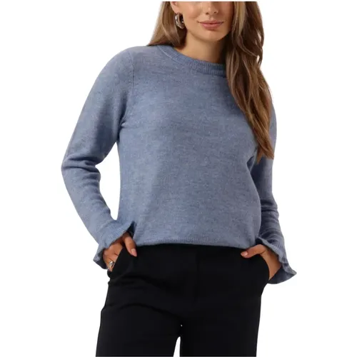 Blauer Strickpullover mit Rüschenärmeln,Beiger Strickpullover mit Rüschenärmeln - Selected Femme - Modalova