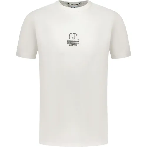 Weißes Baumwoll Regular Fit T-Shirt , Herren, Größe: M - C.P. Company - Modalova