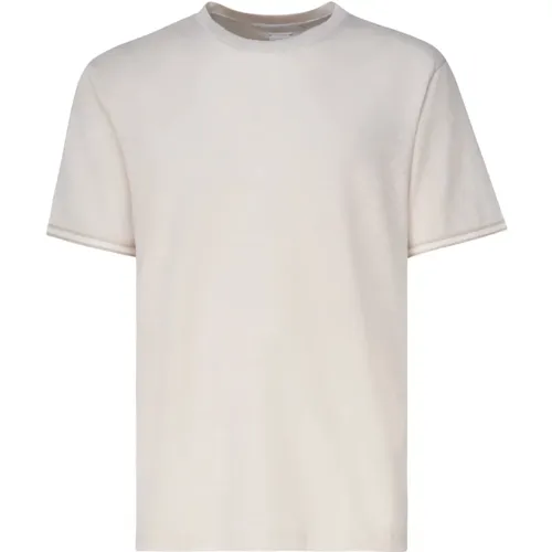 Linen Cotton T-shirt Sand Color , male, Sizes: L - Eleventy - Modalova
