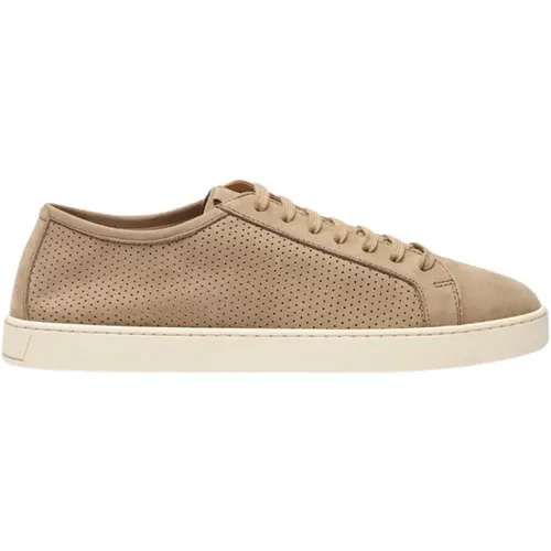 Taupe Nubukleder Sneakers,Blaue Nubukleder-Sneakers mit Perforiertem Obermaterial - Scarosso - Modalova