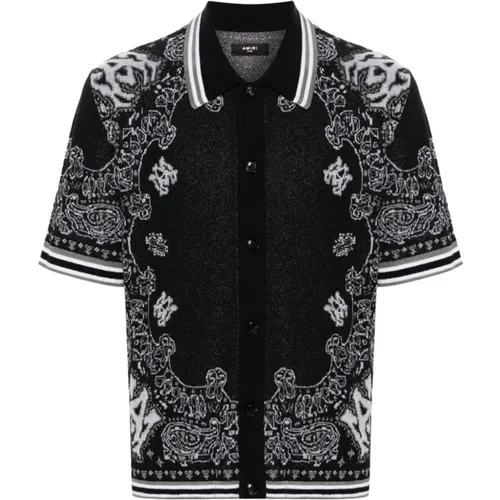 Bandana Print Polo Shirt Black , male, Sizes: L, M - Amiri - Modalova