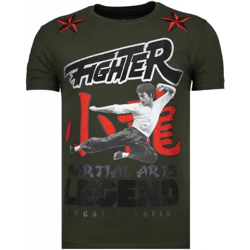 Fighter Legend Rhinestone - Herren T-Shirt - 13-6211K , Herren, Größe: L - Local Fanatic - Modalova