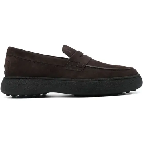 Braune Wildleder Umarmung Schuhe , Herren, Größe: 41 1/2 EU - TOD'S - Modalova