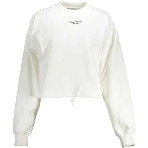 Weißer Sweatshirt mit Druck und Langen Ärmeln , Damen, Größe: XL - Calvin Klein - Modalova