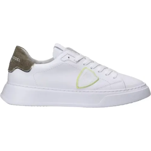 Weiße Low Sneakers mit Obermaterial aus Kalbsleder , Herren, Größe: 42 EU - Philippe Model - Modalova