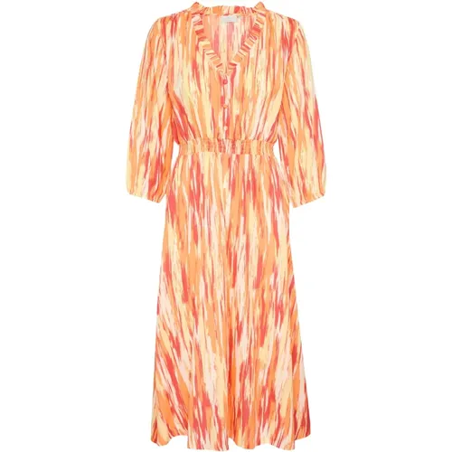 Gelb/Orange Abstraktes Print Maxikleid , Damen, Größe: L - Kaffe - Modalova