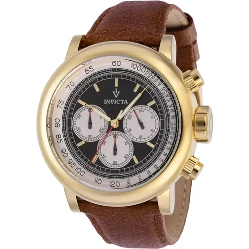 Vintage Quartz Watch - Black Dial , male, Sizes: ONE SIZE - Invicta Watches - Modalova