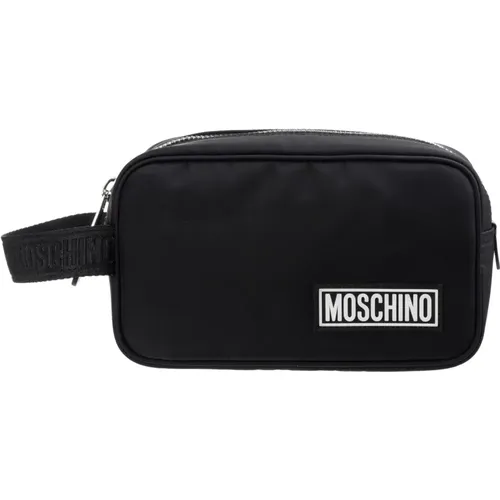 Gemusterte Kulturtasche mit Reißverschluss , Herren, Größe: ONE Size - Moschino - Modalova