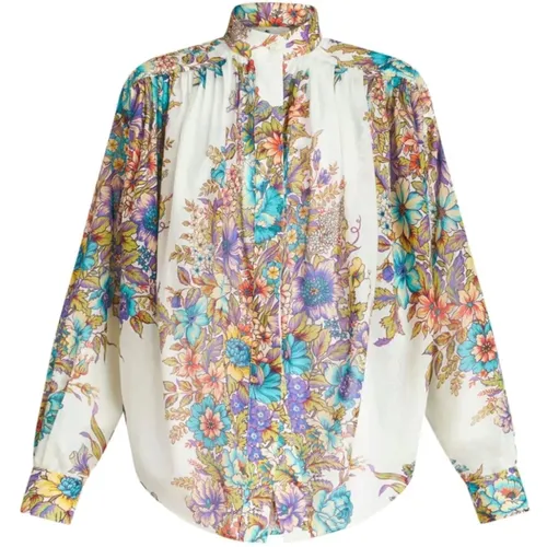 Floral Print Funnel Neck Shirt , female, Sizes: M, S - ETRO - Modalova