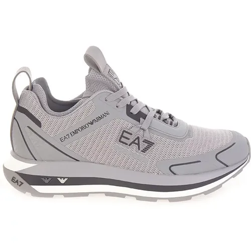 Light Grey Sneakers with Metal Eagles , male, Sizes: 8 2/3 UK, 8 UK, 7 1/3 UK, 6 2/3 UK - Emporio Armani EA7 - Modalova