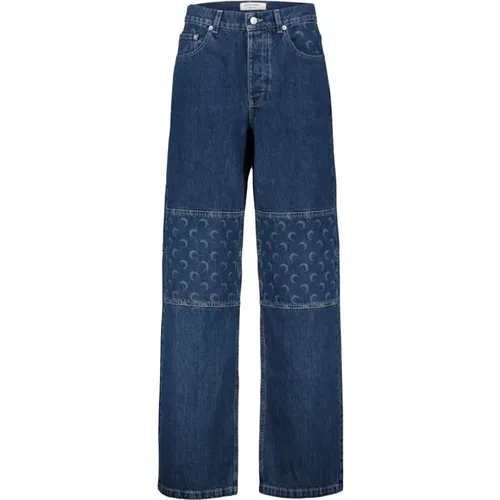 Mond Druck Weite Denim Jeans , Damen, Größe: 2XL - Marine Serre - Modalova
