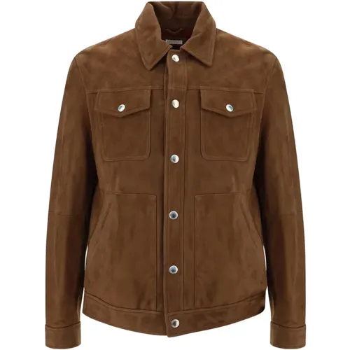 Leather Jacket with Flap Pockets , male, Sizes: XL - BRUNELLO CUCINELLI - Modalova
