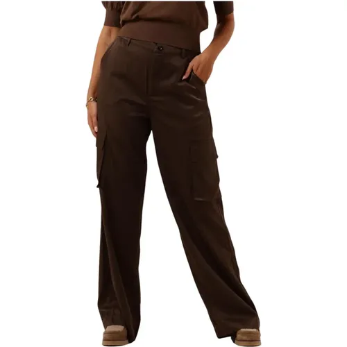 Braune Wide Leg Cargo Hose , Damen, Größe: 2XL - Minus - Modalova