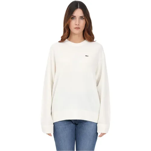 Weißer Logo Pullover , Damen, Größe: 2XL - Lacoste - Modalova