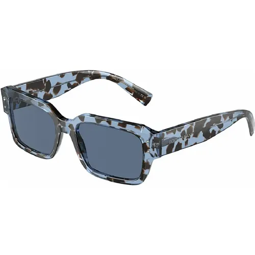 Blue Havana Sunglasses with Dark Blue Lenses , male, Sizes: 56 MM - Dolce & Gabbana - Modalova