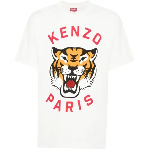 Tiger Print Jersey T-shirt , female, Sizes: M, XL, XS, L, S - Kenzo - Modalova