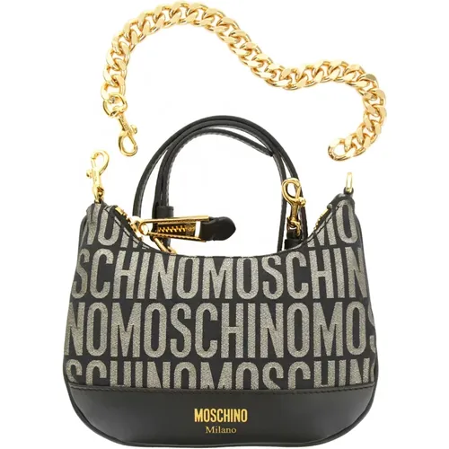 Gold Logo Lurex Shoulder Bag , female, Sizes: ONE SIZE - Moschino - Modalova