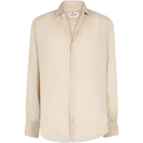 Cream Linen Shirt 00030F Pamp001 - Saint Barth , male, Sizes: L, 2XL, M - MC2 Saint Barth - Modalova