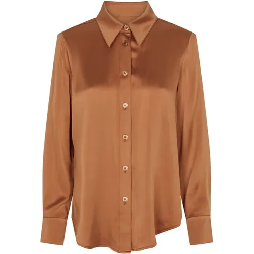 Silk Blend Classic Long Sleeve Shirt , female, Sizes: M, XS, XL, 2XL, S - Sand - Modalova