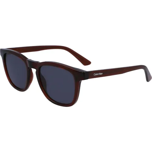 Dunkelbraune/Blaue Sonnenbrille , Herren, Größe: 52 MM - Calvin Klein - Modalova