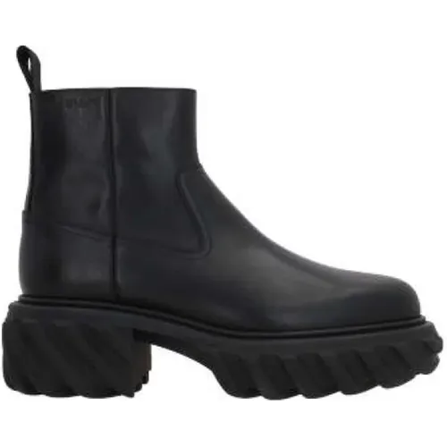 Leather Side Zip Boots , male, Sizes: 6 UK, 8 UK, 11 UK - Off White - Modalova