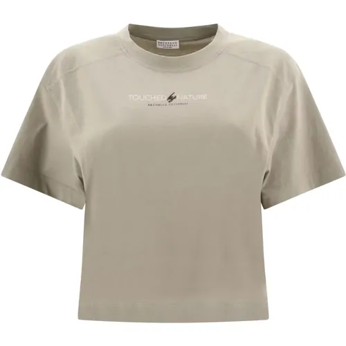 Natur Cropped T-Shirt , Herren, Größe: XS - BRUNELLO CUCINELLI - Modalova