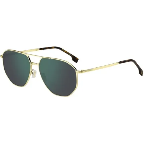 Gold Frame Green Mirror Sunglasses , unisex, Sizes: 61 MM - Hugo Boss - Modalova