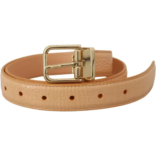 Exotic Leather Gold Metal Buckle Belt , female, Sizes: 75 CM - Dolce & Gabbana - Modalova