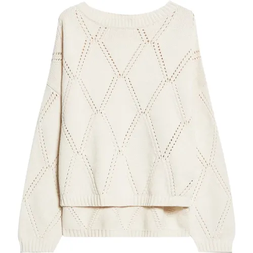 Cremefarbener Pullover Klassischer Minimalistischer Stil , Damen, Größe: L - Max Mara Weekend - Modalova