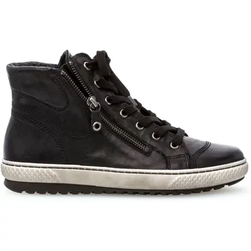 Schwarze Leder High Top Sneakers , Damen, Größe: 40 1/2 EU - Gabor - Modalova