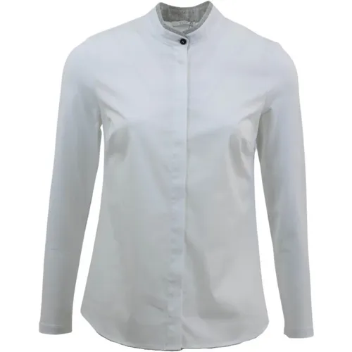 Shirt with Mao Collar and Grey Trim , female, Sizes: 2XS - PESERICO - Modalova