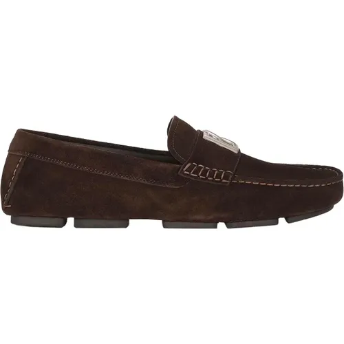 Logo Loafers in Suede Leather , male, Sizes: 8 1/2 UK, 7 UK, 9 1/2 UK, 6 UK - Dolce & Gabbana - Modalova