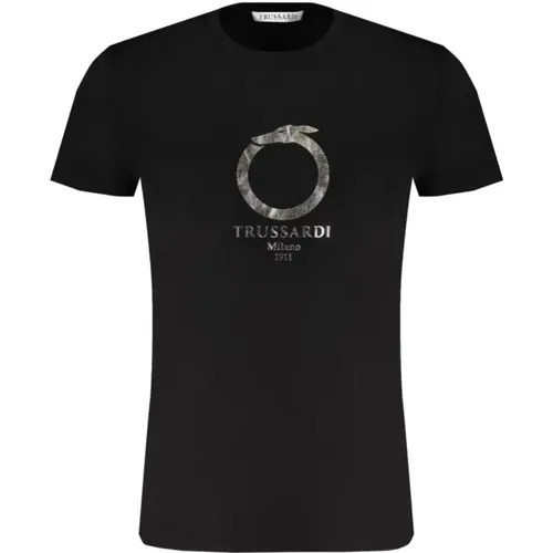 Schwarzes T-Shirt mit Logo-Druck , Herren, Größe: XL - Trussardi - Modalova