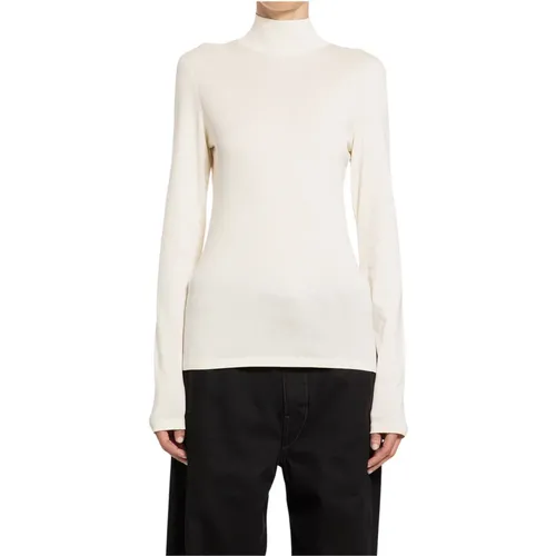 Cream Cotton Turtleneck Long Sleeve , female, Sizes: L, S, M - Lemaire - Modalova