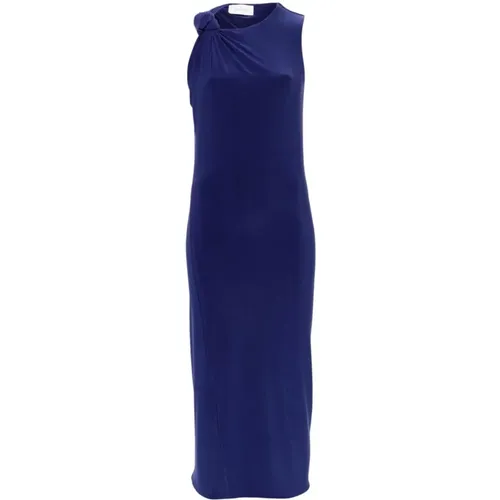 Blaues Knoten-Detail Kleid , Damen, Größe: L - SPORTMAX - Modalova
