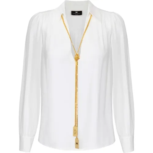 Ivory Bluse Eleganter Stil , Damen, Größe: L - Elisabetta Franchi - Modalova