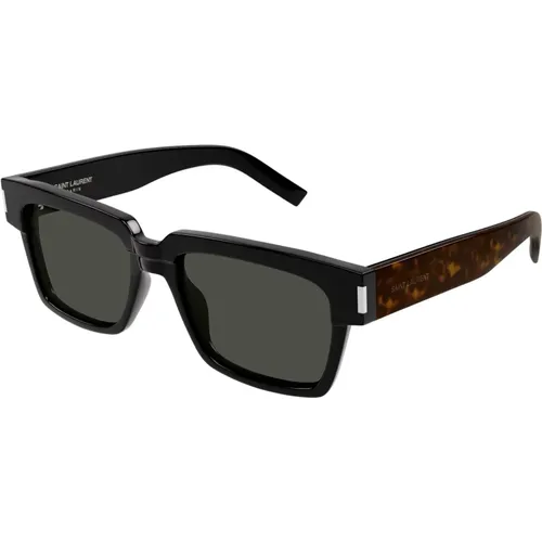 Quadratische Havana-Sonnenbrille mit doppelter Acetat-Schicht - Saint Laurent - Modalova