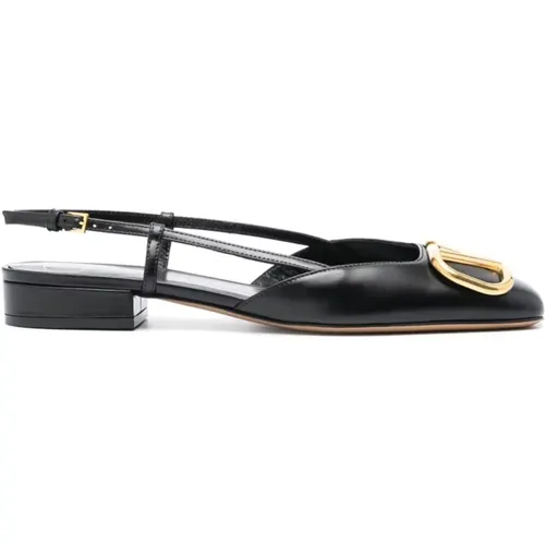 Schwarze VLogo Leder Slingback Ballerinas - Valentino Garavani - Modalova