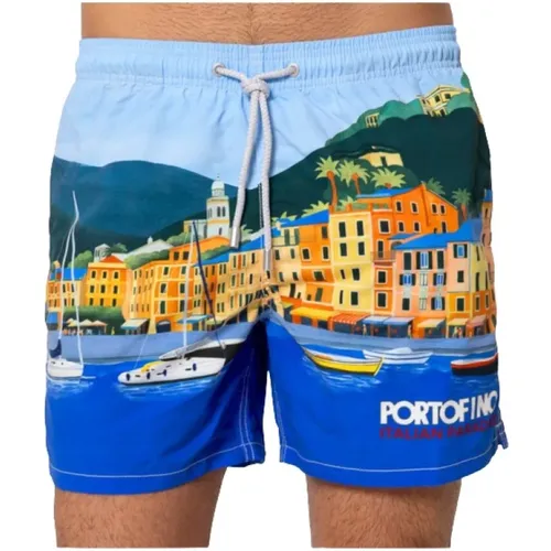 Blaue Portofino Muster Badehose , Herren, Größe: S - MC2 Saint Barth - Modalova