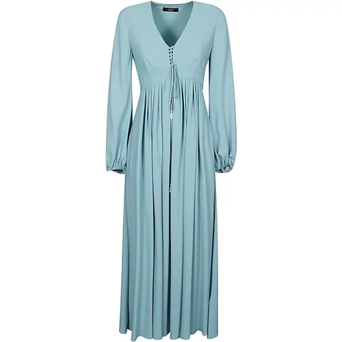 Blaues Langes Kleid aus Acetat und Seide , Damen, Größe: 2XS - Max Mara Weekend - Modalova