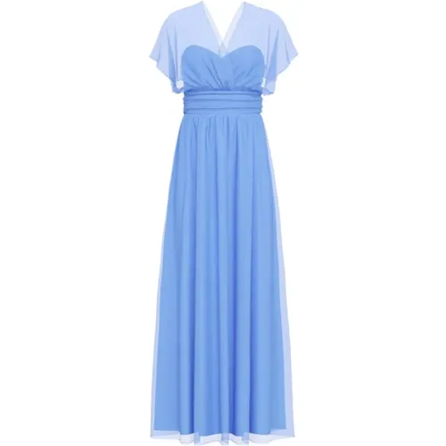 Blaues langes Kleid Fit & Flare , Damen, Größe: L - Marella - Modalova