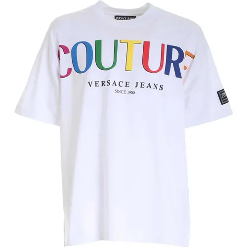 Weißes Logo T-Shirt , Herren, Größe: M - Versace Jeans Couture - Modalova