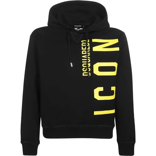 Icon Baumwoll Hoodie , Herren, Größe: L - Dsquared2 - Modalova