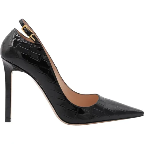 Schwarze Leder Croco Pumps mit Absatz - Tom Ford - Modalova