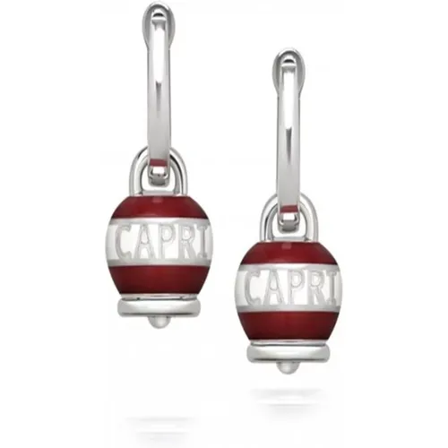 Bell-shaped Earrings with White and Red Enamel , female, Sizes: ONE SIZE - Chantecler - Modalova