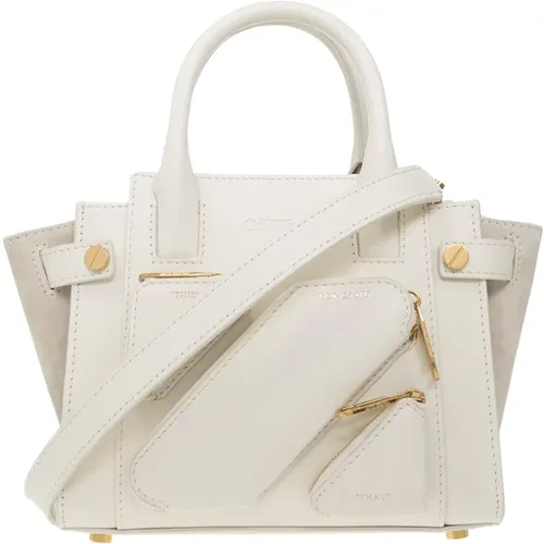 Cream Leather City Shoulder Bag with Magnetic Snap , female, Sizes: ONE SIZE - Off White - Modalova