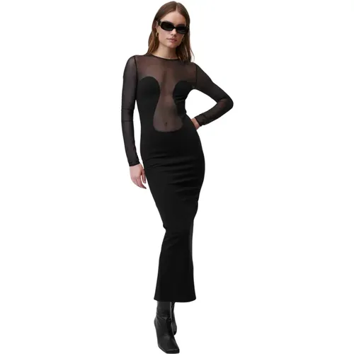 Mesh Maxi Kleid Schwarz , Damen, Größe: XS - Undress Code - Modalova