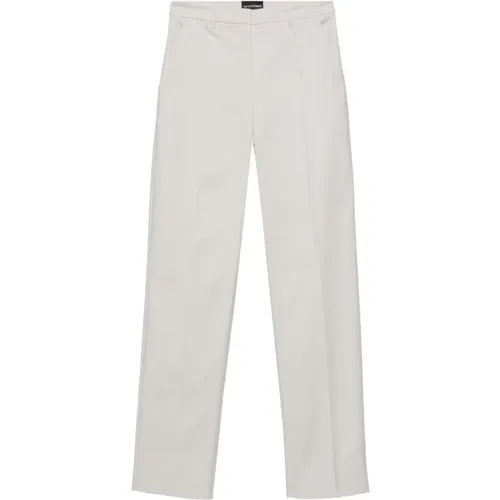 Grey Cotton Blend Trousers , female, Sizes: L, XL, S - Emporio Armani - Modalova